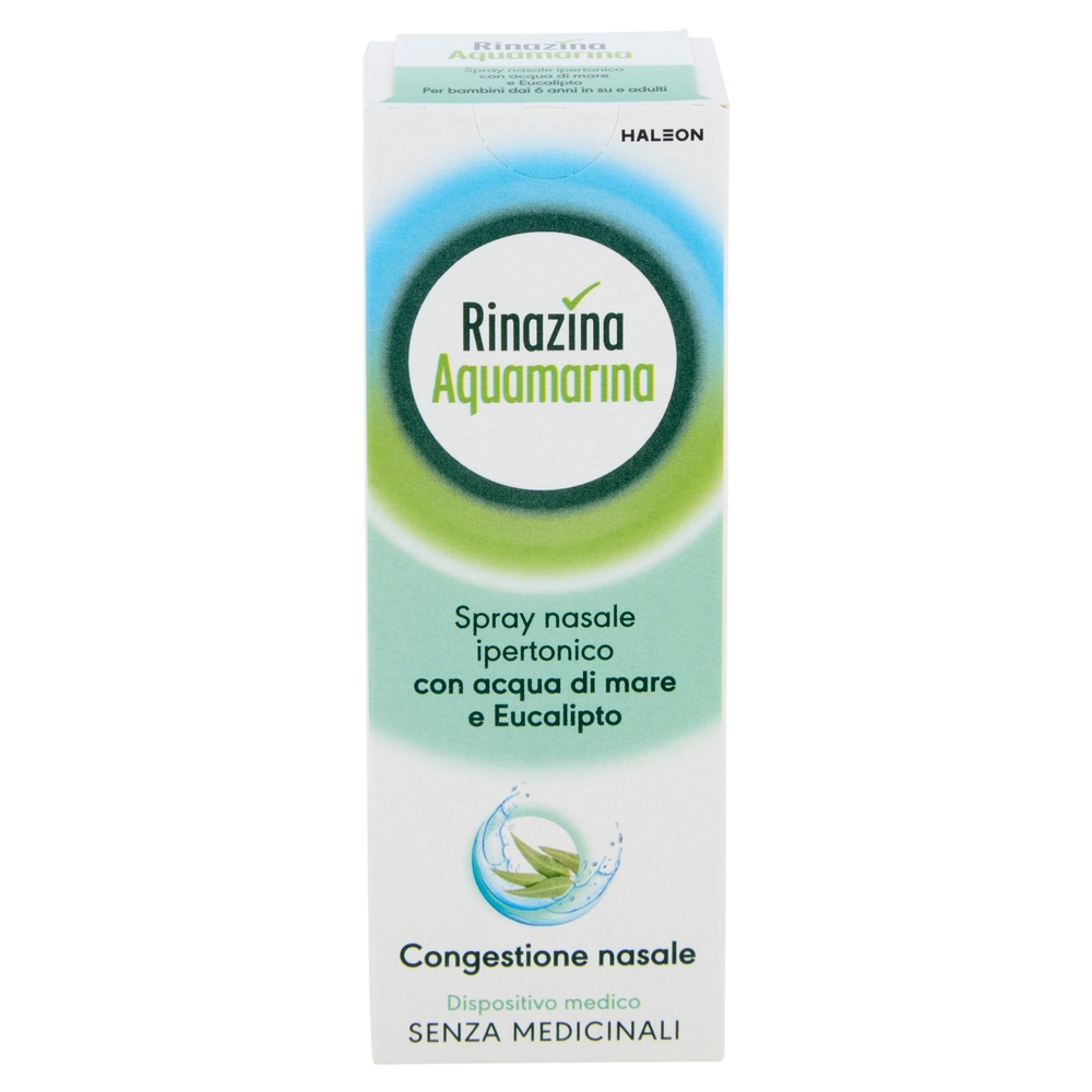 Rinazina aquamarina spray nasale decongestionale ipertonico sollievo naso chiuso e raffreddore 20ml